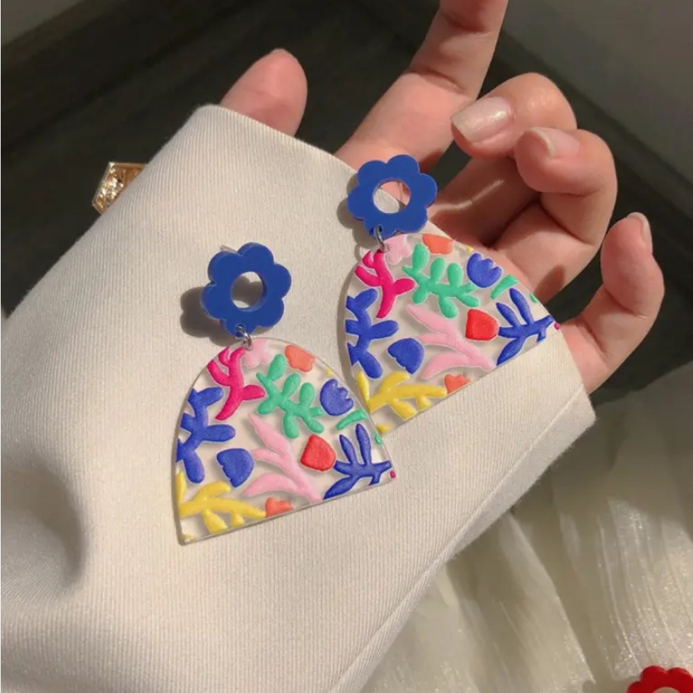 Colorful Floral Acrylic Earrings